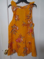 NWT Women's FREE PEOPLE GOLD Floral Tie Neck Dress Size Medium - MSRP $108
