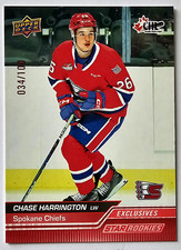 Chase Harrington 🔥EXCLUSIVES 34/100🔥 UD 2023-24 CHL Star Rookies RED Parallel