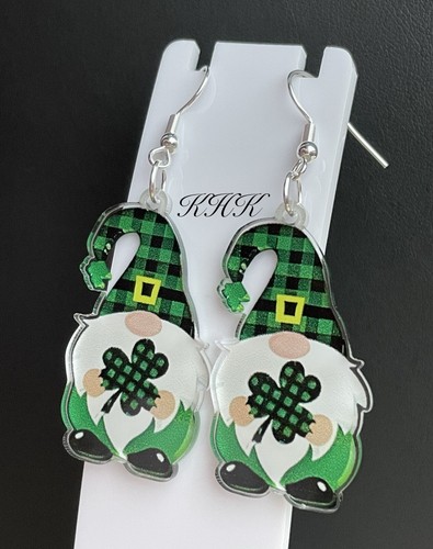 Irish Leprechaun Gonk Earrings Ireland Rugby Six Nations St Patrick’s Day - Picture 2 of 7