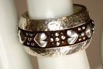 Drachenfels Design Bandring silber auf schwarz ''kleine Herzen'', DPY12, Gr. 56