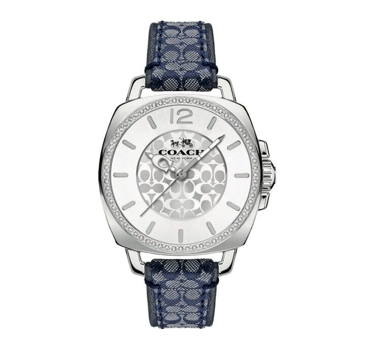 NWT Coach Boyfriend Signature Blue Leather Strap Women display picture 1