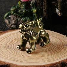 复古黄铜实心狮子手把件挂件小铜器摆件宫门狮古玩收藏工艺品批发