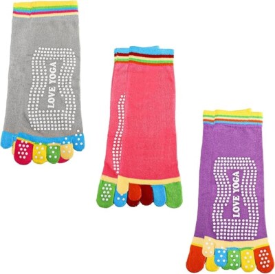 3 Pairs Women s Non Slip Yoga Socks with Grips UK 3-5 for Pilates Ballet Dance