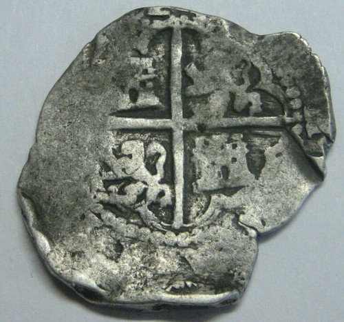 PHILIP III 2 REAL COB 1600s CURIOUS FORM SPANISH SILVER COLONIAL ERA COB ANTIQUE - Afbeelding 2 van 10