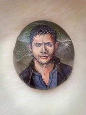 Jensen Ackles Supernatural Hand Painted Rock Acrylics Painting Portrait