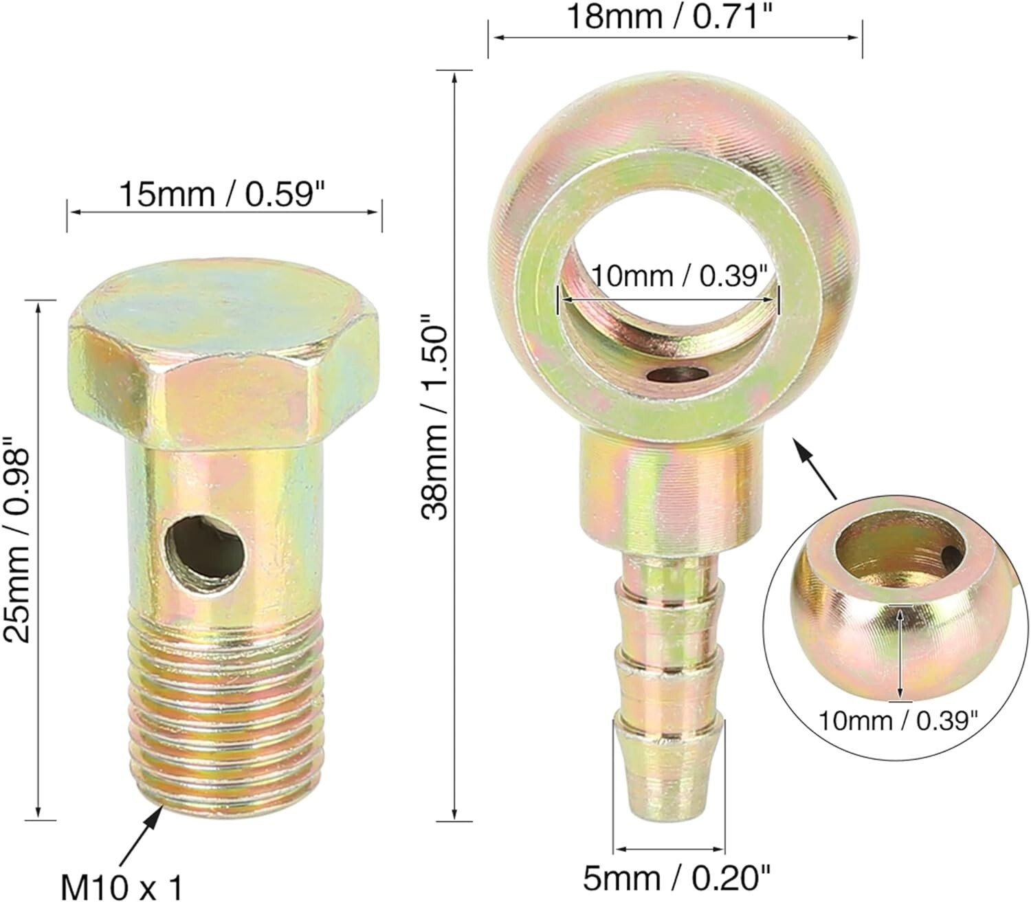 2 Sets 10mm Banjo Hose Barb Bolt Fittings Brake Line Banjo Bolt Washer Car Motor eBay