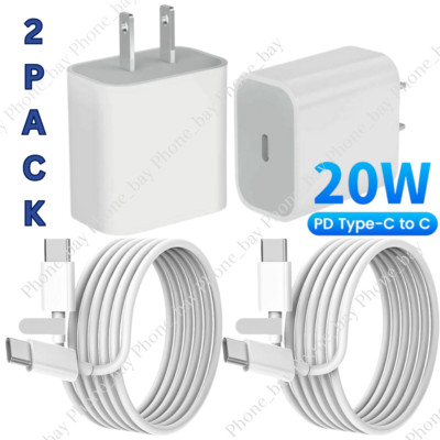 For Samsung Galaxy A13 A33 A53 A73 5G 20W PD Fast Wall Charger Dual Type C Cable
