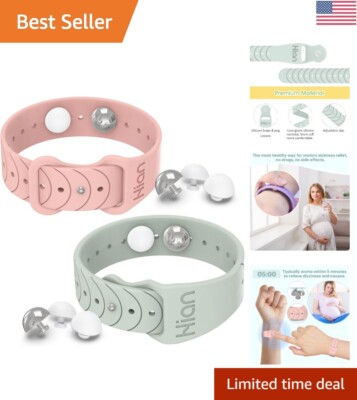 Natural Motion Sickness Relief Wristbands with Magnetic Therapy - 1 Pair