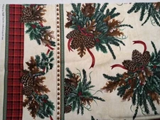 Christmas Fabric Pine Garland Red Borders Cotton by P&B Textiles 1999 