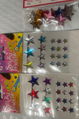 3 different sets STARS Sew-On Stick-on Scrapbooking Sewing STICKY JEWELS 3 packs