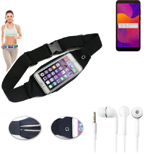 Sac De Ceinture + écouteurs Pour Huawei Honor 8X - étui à 3 Compartiments, Nylon, Couleur Gris