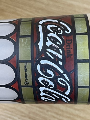 Coke glass vintage stained glass frosted Coca Cola Promo Rare red green Libbey - Picture 7 of 11