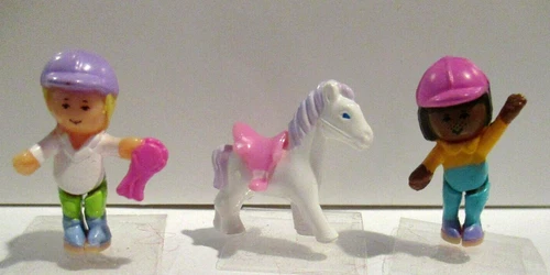 VINTAGE 1995 POLLY POCKET, BLUEBIRD,  PONY JUMPIN' FUN,  3 FIGURES..EXCELLENT