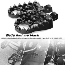 Wide MX Style Foot Pegs Rests Pedals CNC Bike Bobber For Harley Dyna Sportster