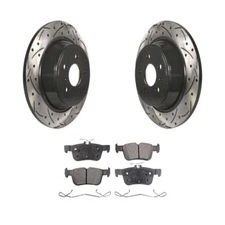 For Ford Fusion Escape Lincoln MKC Rear Drilled Slot Brake Rotor Ceramic Pad Kit