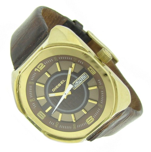 DIESEL Damen Armbanduhr Leder Edelstahl Gold Datum Tag DZ-5120 5ATM Bat neu S30 - Afbeelding 1 van 2