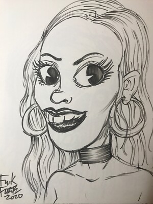 Frank Forte Sexy Goth Girl Monster  Horror Original Art Copic Marker Drawing