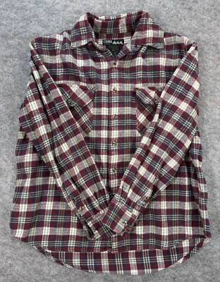 WFS Element Gear Button Up Flannel Shirt Men M Red Plaid Long Sleeve Hipster