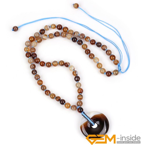 Natural Assorted Gemstones Donut Charms Pendant Necklace Jewelry Handmade 18-16" - Foto 54 di 175