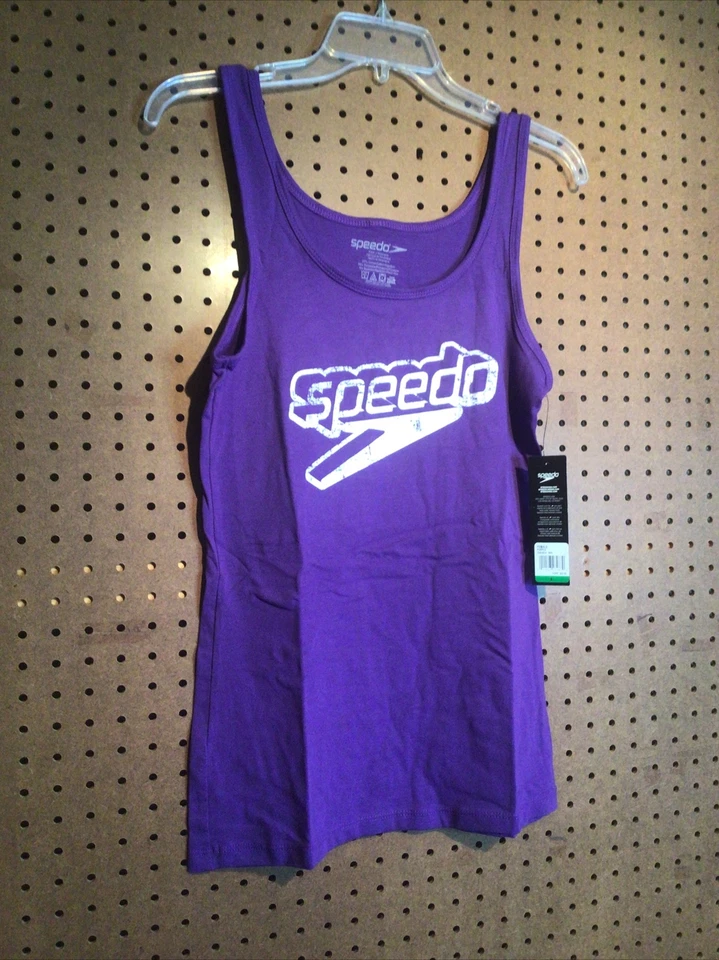Camiseta sin mangas deportiva Speedo para mujer nueva con etiquetas púrpura logotipo de natación grande o mediana Foto 2 de 4