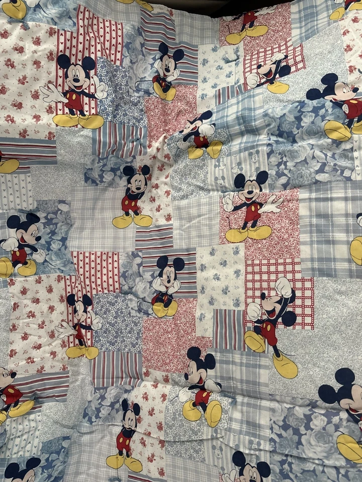 Manta bebé infantil vintage Disney Mickey Mouse ABC acolchada hecha a mano 70" x 40" Foto 3 de 4