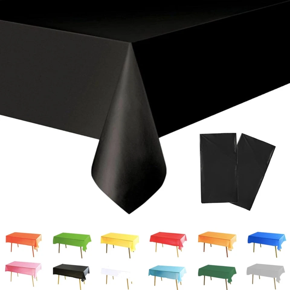Kunststoff Tischdecke Schwarz 137x274cm Set 2 für Party Picknick Outdoor