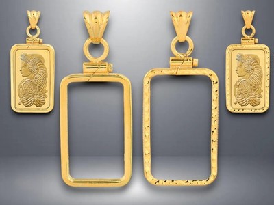 14K Gold Pamp Suisse Lady Fortuna Bar Bezel Mountings Screw Top Plain or Diamond