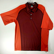 Nike Golf Dri-Fit UV Protection Performance Polo Shirt Brown/Orange Mens L