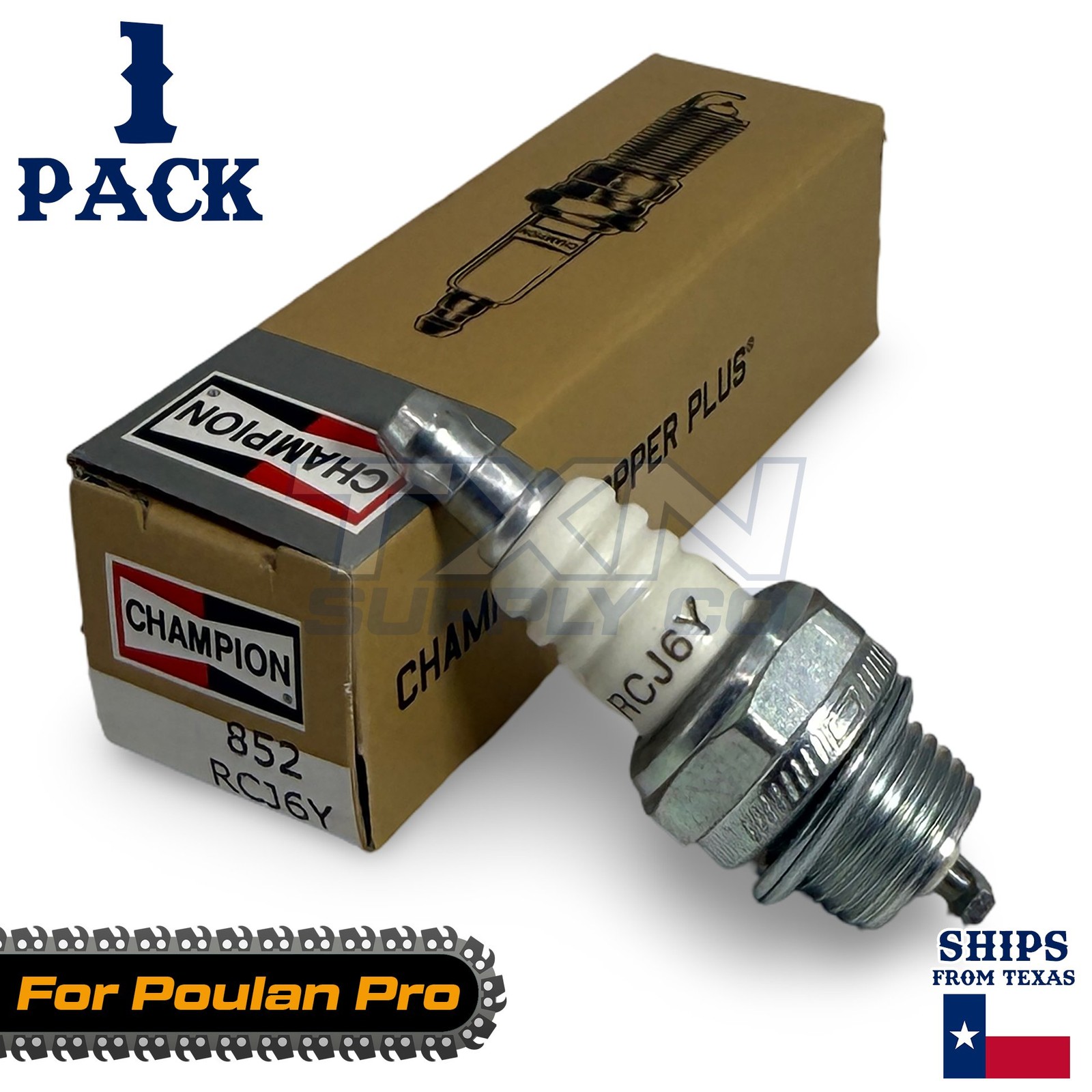 1 Pack Champion Spark Plug - For Poulan Pro PP 5020AV 51ccm Chainsaw