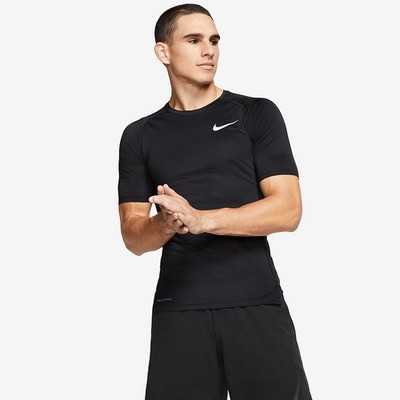 Nike Pro Herren Tight-Fit Kurzarm Training Top Activewear Schwarz XL UVP 33£
