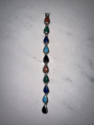 vintage taxco Sterling Silver Multi-stone bracelet