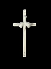 RR Roman Japan White Porcelain Cross Flying Dove Wall Mount