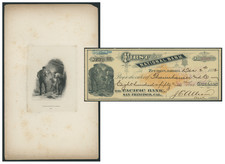 Amazing Pairing of Scarce Arizona Tucson Bank Check & Vignette Large Die Proof