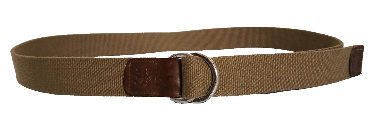 Vintage Brooks Brothers O-Ring Belt Small Green Navy Striped Classic Adjustable Embroidered Leather Tab D-Ring Belt main image 2