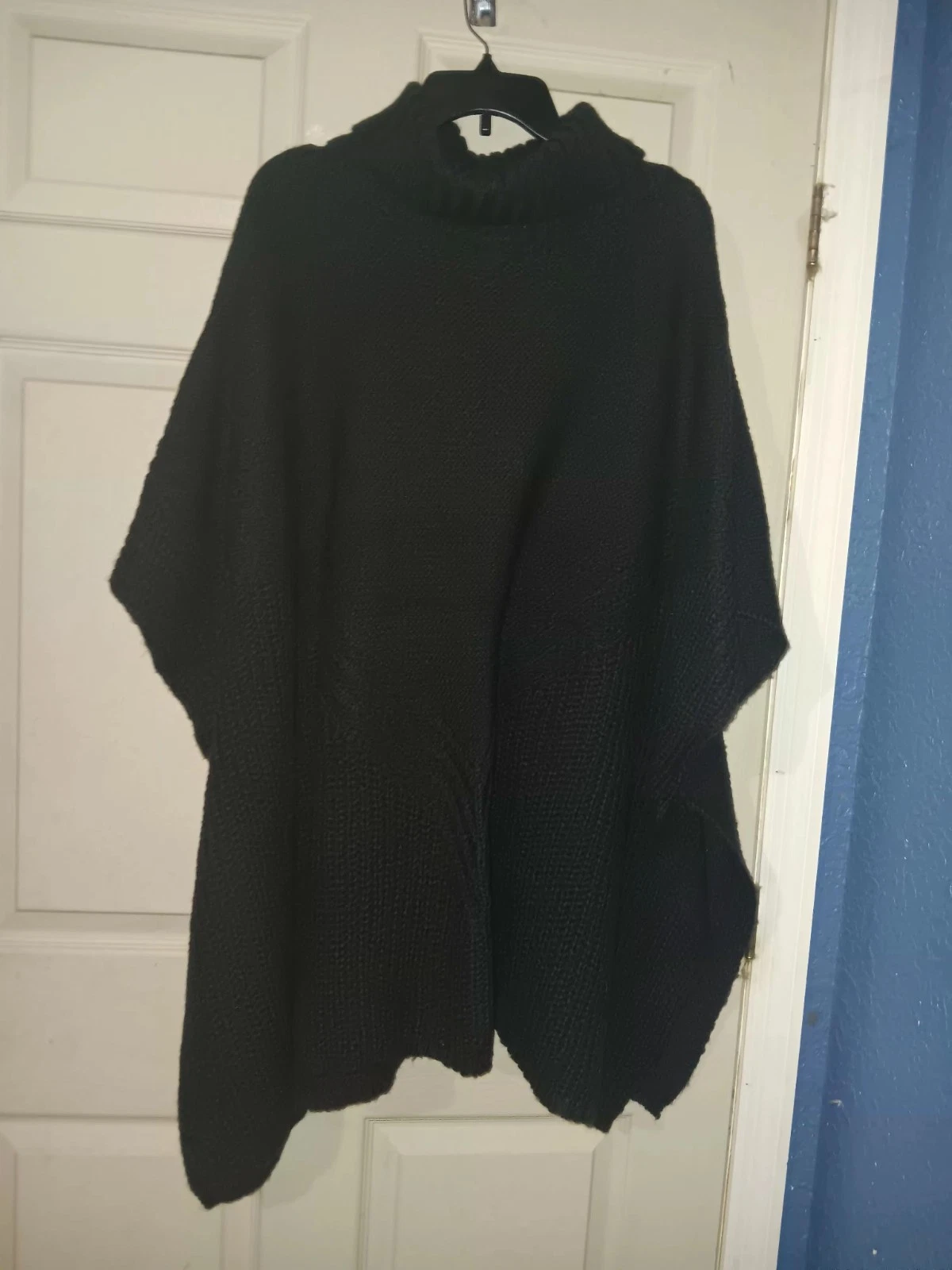 Sonoma Womens Cowl Neck Black Poncho One Size