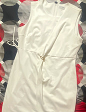 Calvin KleinSheath Dress Womens 10 White Sleeveless V Neck Tie