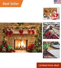 7x5ft Holiday Photo Backdrop - Child-Friendly Christmas Fireplace Decor