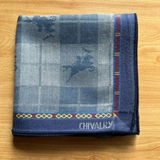 HANDKERCHIEF BLUE VINTAGE PLAIDS  CHECKS MEN'S COTTON POCKET SQUARE 18" B1176