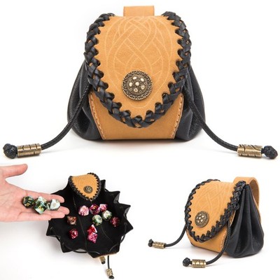 CHULEAG Suede Cowhide Leather & soft leather Vintage Medieval Dice Pouch, Handcr