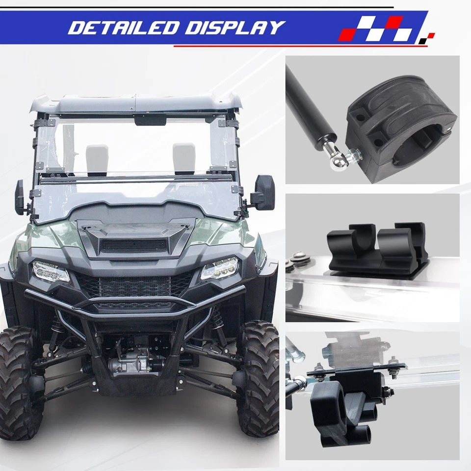Front 3-IN-1 Flip Windshield Vented Compatible with Honda Pioneer 700 2014-2025 — 第 3/4 张图片