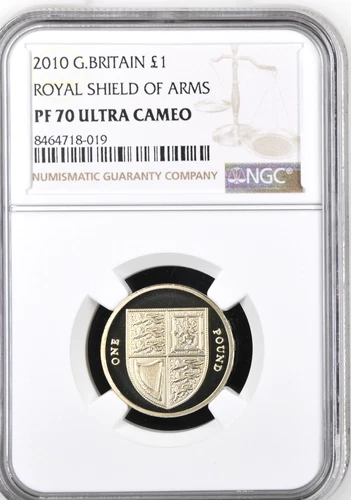 2010 £1 Proof NGC PF70 Shield Great Britain Pound Royal Shield
