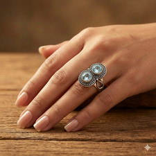 Aqua Aquamarine Gemstone 925 Sterling Silver Jewelry All Size Ring For Gift