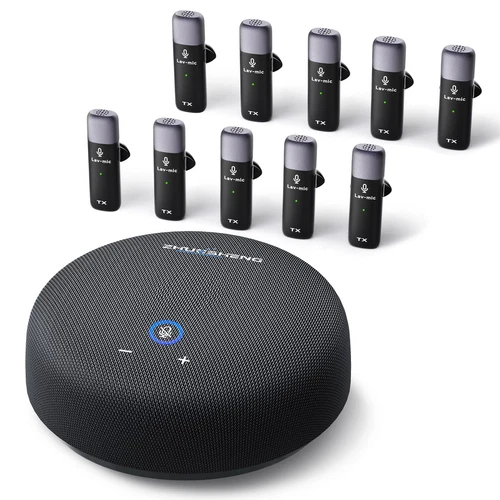 Conference Speaker and Microphone, USB Speakerphone with 10 Mics, 360° Pickup...