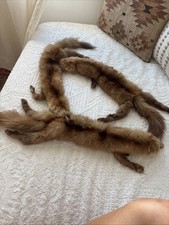 Vintage 54  Genuine Full Body Mink Fur Scarf Stole 3 Pelts With Paws And Tails