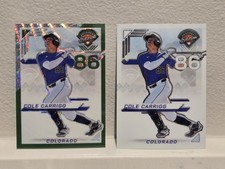 2025 Panini Prospect Edition Cole Carrigg Green Wave 22/75 / Base Holo Rockies