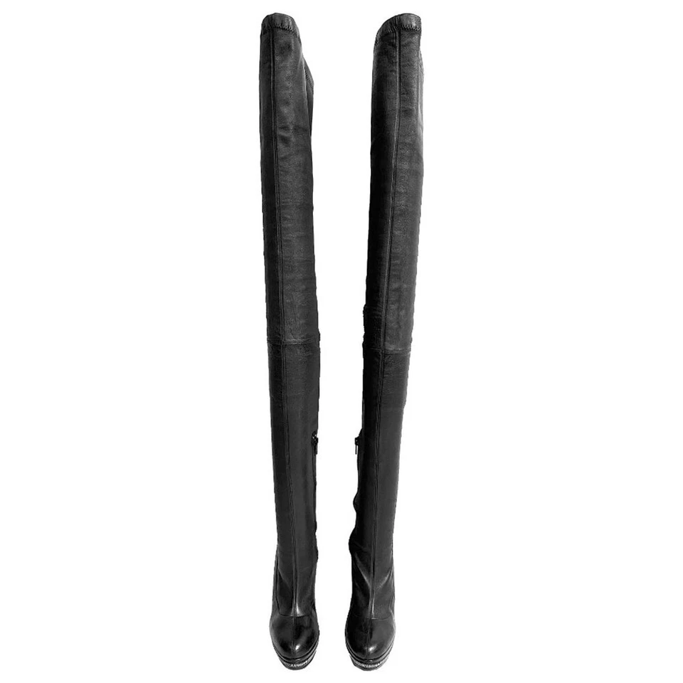 Christian Louboutin Unique 140 OTK Black Leather Boots EU 37.5 - Image 3 of 4