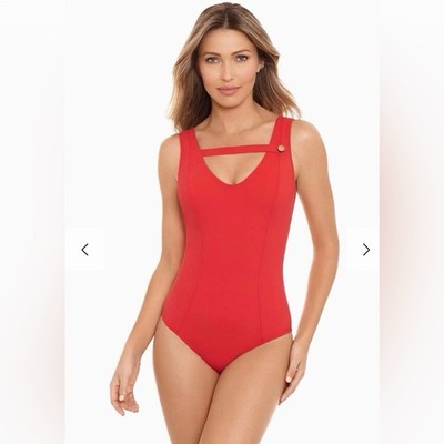 Amoressa One Piece Swimsuit Bash Red Cutout Back US 10 NWT Luxury Swim Resort