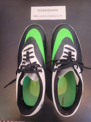 Nike Hypervenom Phatal FG soccer cleats in a black, white, and green colorway.