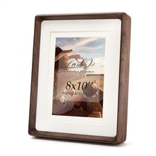 Wooden 8x10 Picture Frames Matted to 6x8 / 5x7 Natural Black Walnut Photo Fra...