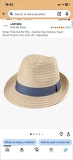 Packable Straw Fedora Panama Sun Summer Beach Hat Cuban Trilby Men Women 56-67Cm